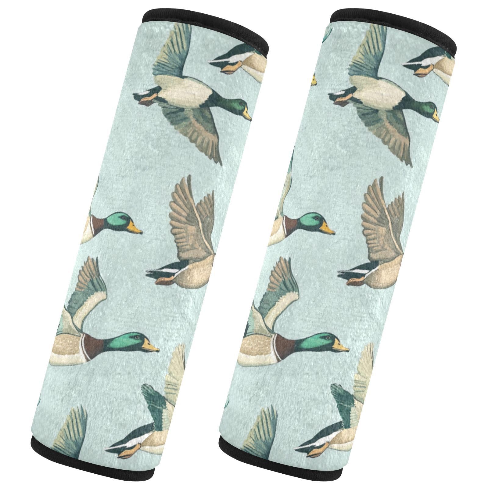 Seat Belt Covers 2 Pack Duck Mallard Car Seat Strap Covers Super Soft Flying Sky Car Seat Neck Cover for Boys Girls Adults Babies M