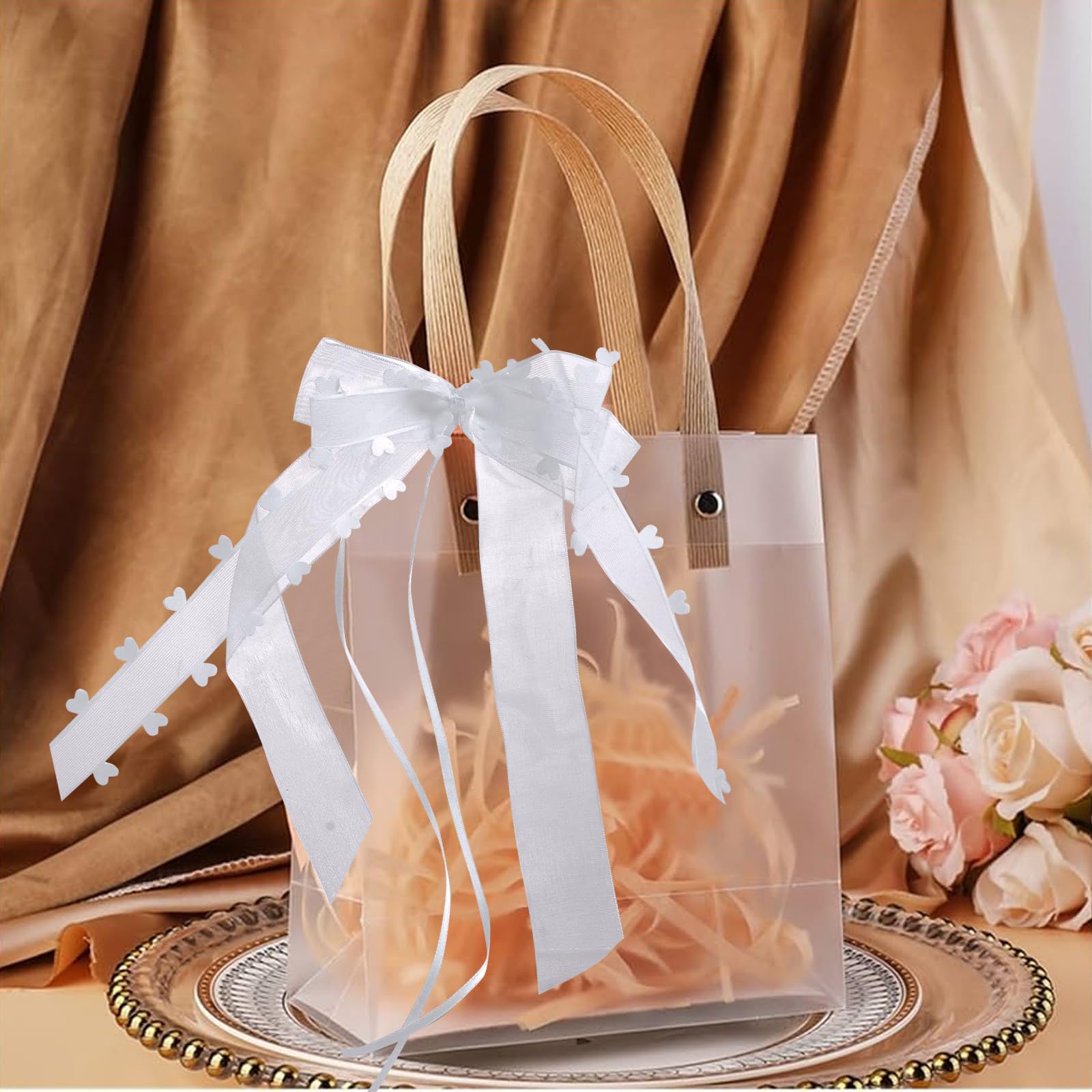 Kit Décoration Voiture Mariage - 2 Voiles Blancs + 8 Fleurs Embellies - Ventouses Incluses - Pour Mariages, Fêtes, Célébrations