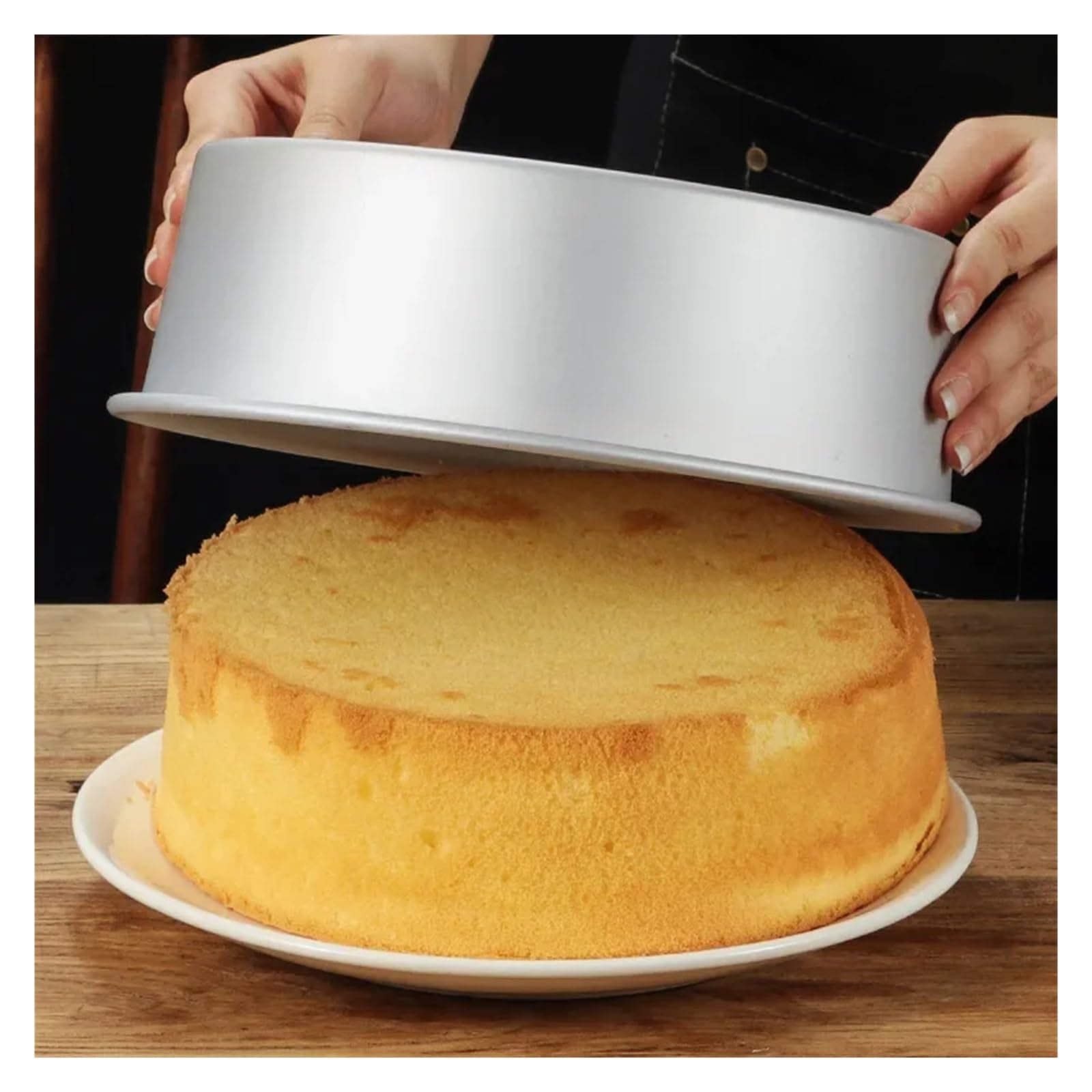Stampo in chiffon con fondo tondo in alluminio da 10-12 pollici for teglia forno(White 10 inches)