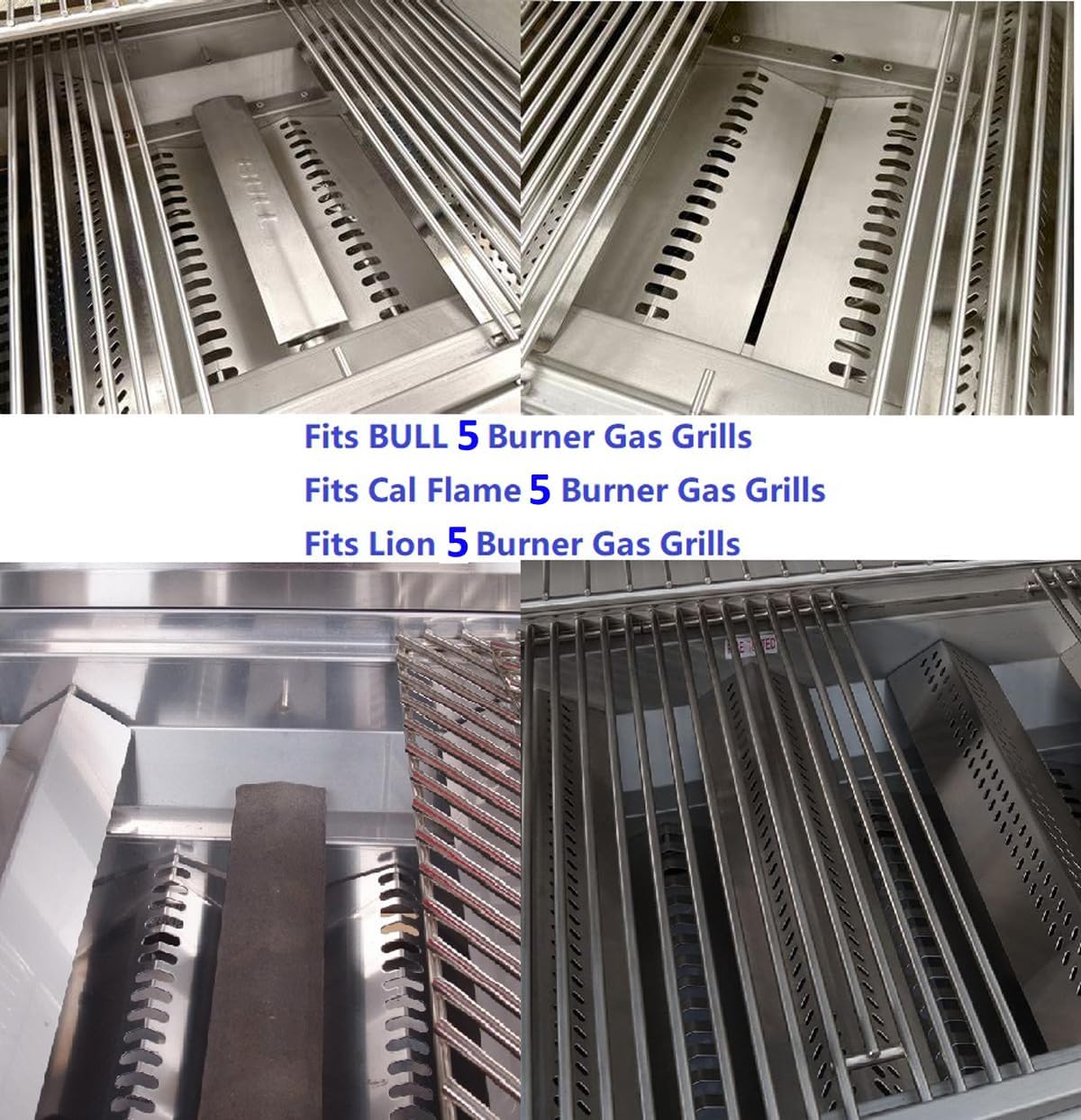57568 57569 Stainless Steel Flame Tamer 5 Burner Grill Replacement Parts for Bull 55000 55001 47629 69008 16561 Bull Angus, Cal Flame G Series G5 P5 BBQ19P04, Lion Premium L90000 L75000 Heat Shield