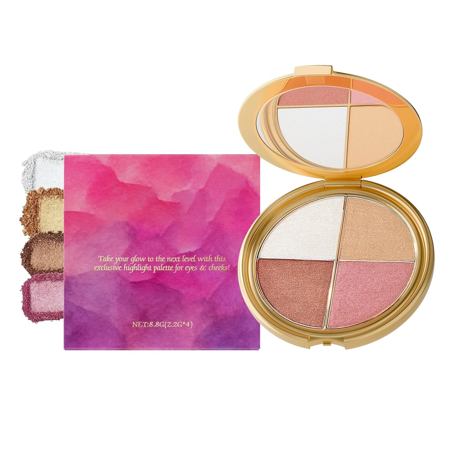 Eye & Cheek Palette, 4-in-1 Blush and Highlighter Makeup Palette, Long-Lasting Blendable Shades for Face Contour & Eye, Travel-Friendly Compact Kit-image-28