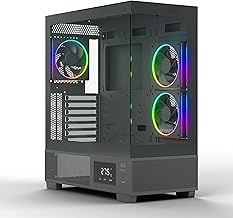 Ant Esports Crystal X3 LCD Mid-Tower ATX Computer Case/Gaming Cabinet - Black Support ATX, Micro-ATX, Mini-ITX Pre-Installed 3 ARGB Fans