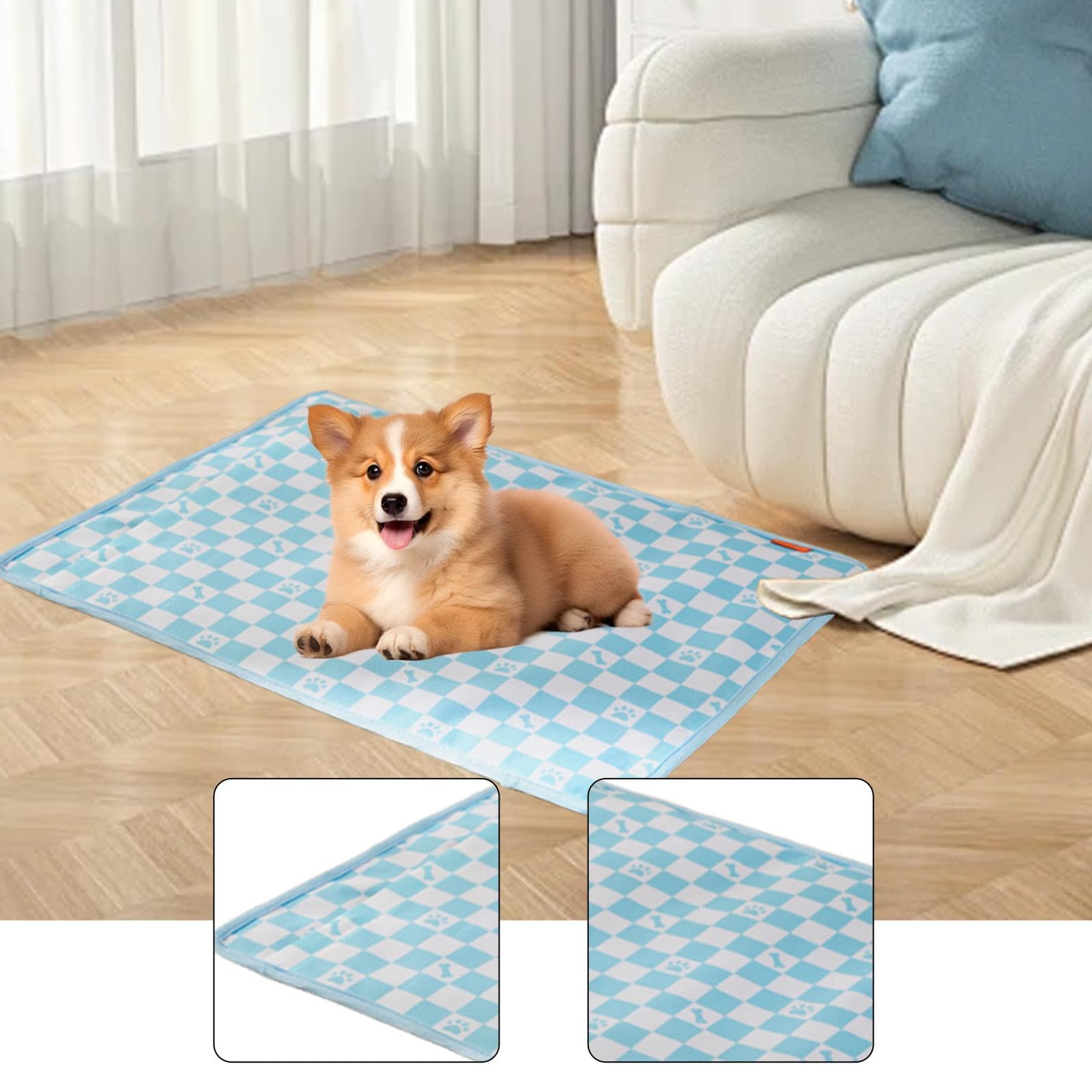 LOVIVER Tapis Auto-rafraîchissant pour Chien et Chat, Housse Amovible et Lavable pour Chiot Chaton, Tapis rafraîchissant pour Cage intérieure extérieure, 49cmx49cm