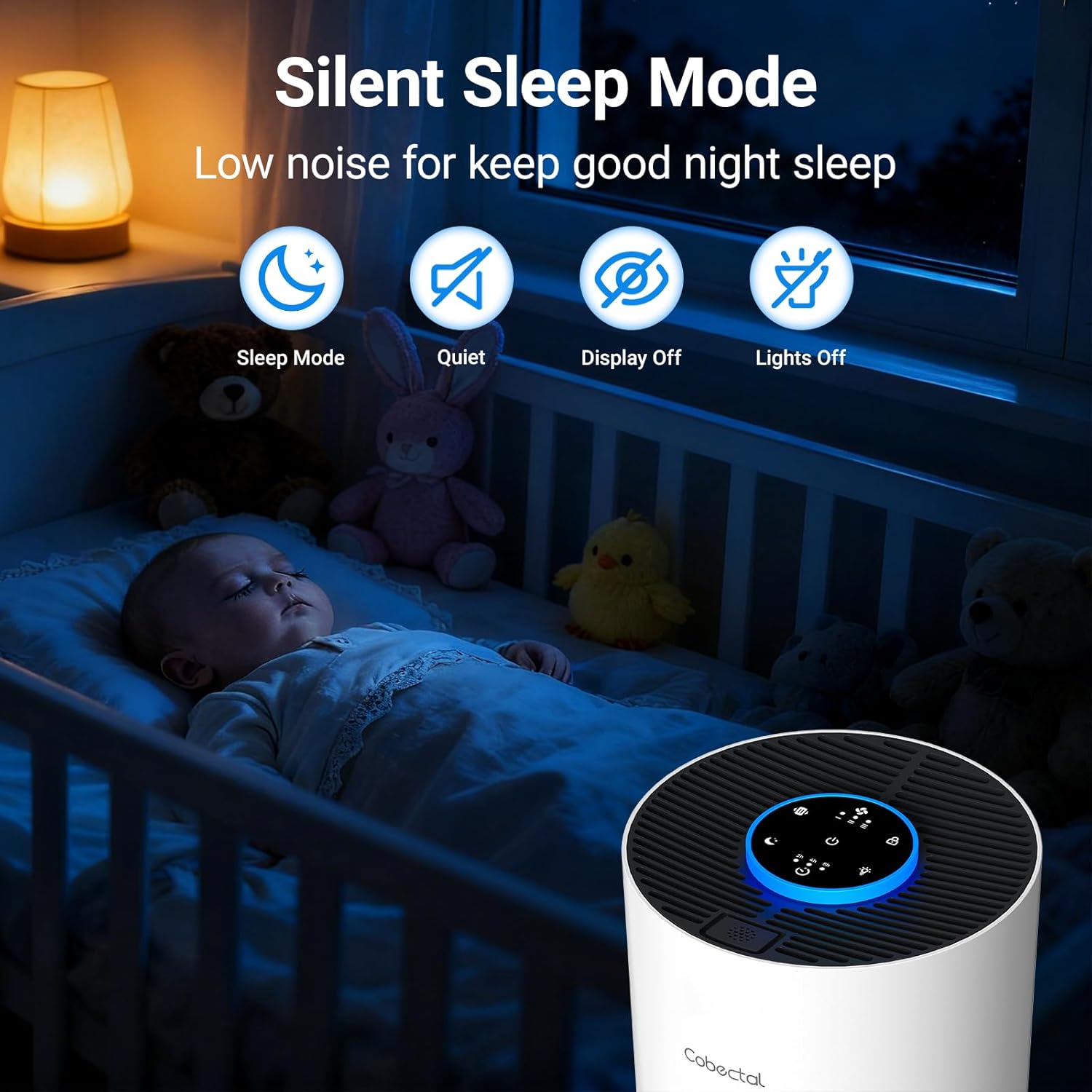 Air Purifiers for Bedroom Home, Cobectal Air Cleaner with H14 True HEPA 3-in-1 Filter for Room up to 1050 ft², Aroma Function, Sleep Mode, Portable Air Purifiers for Office, Dorm, RVs, White - Image 5