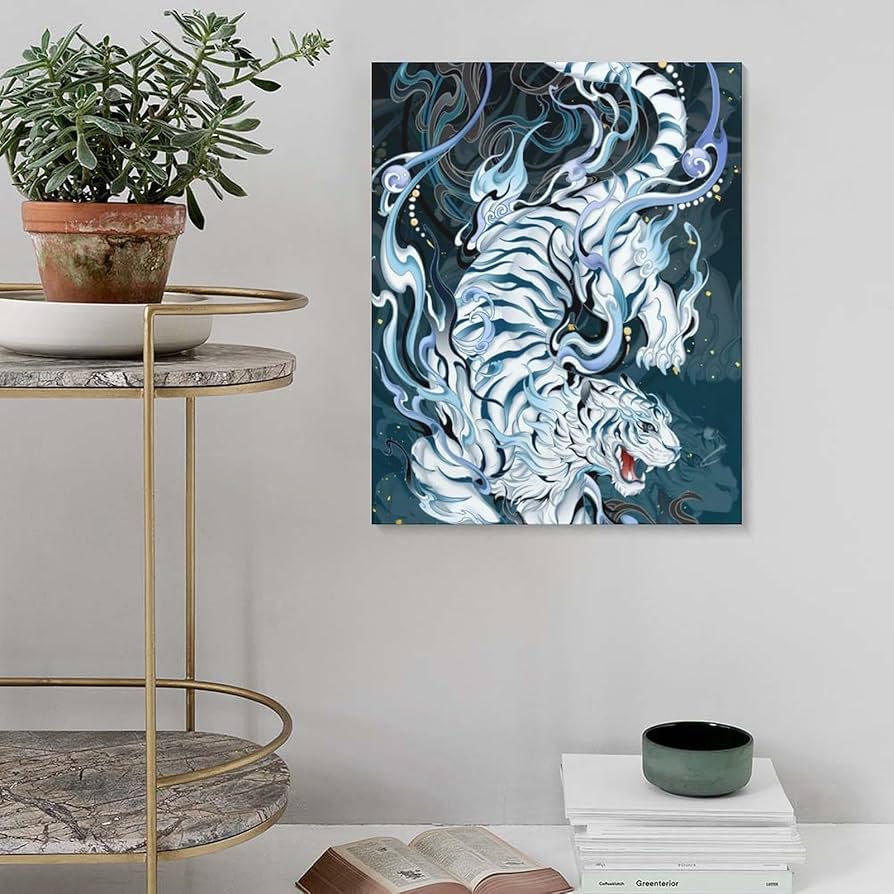 虎 タペストリー 掛け軸 布製 Amazon.co.jp: [AiO JAPAN] 風水 虎 トラ Tiger 寅 タペストリー