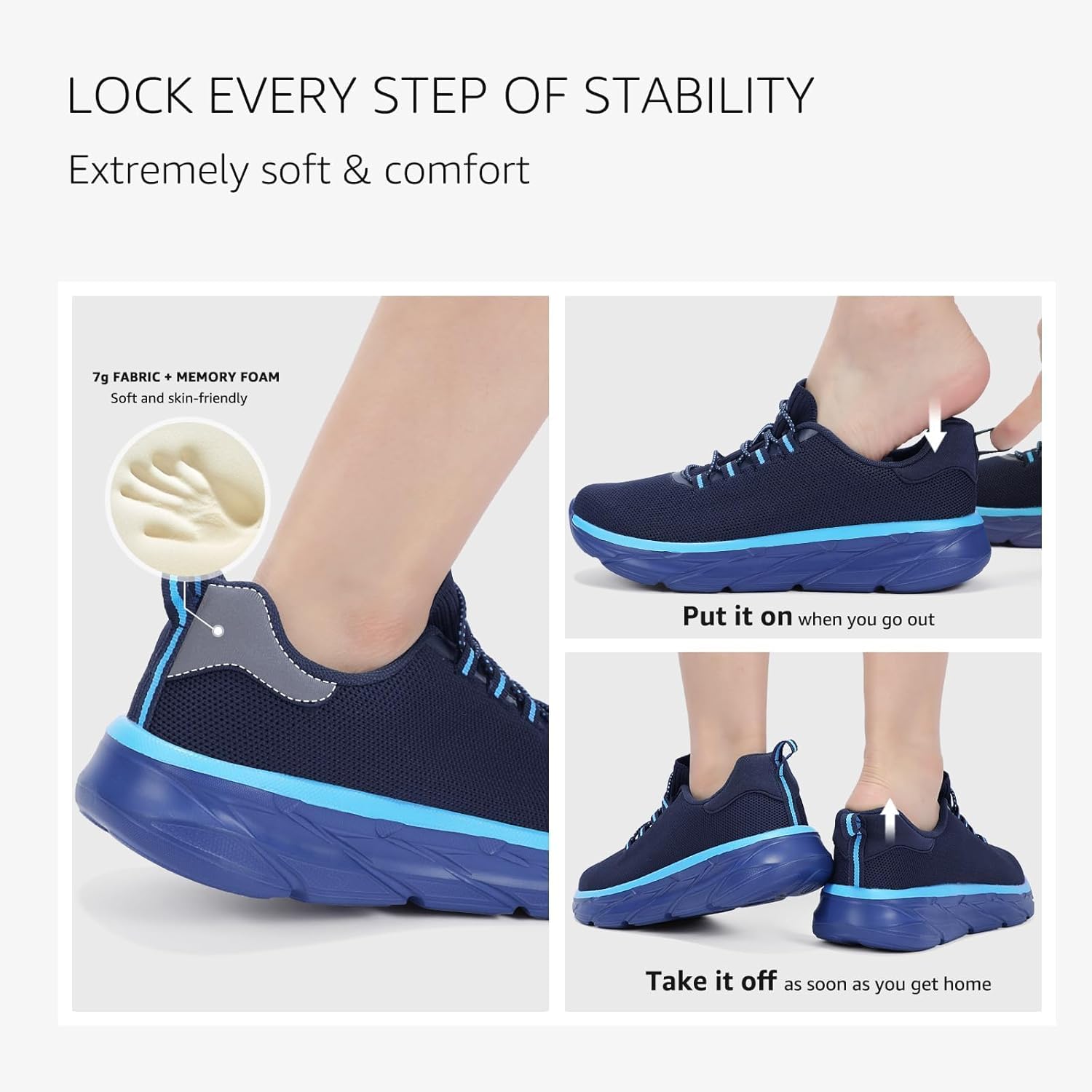 STQ Slip on Sneakers Women Orthopedic Walking Shoes for Plantar Fasciitis Relief Cushioned Sole Arch Support Breathable Non Slip Tennis Athletic Gym Workout Comfort Memory Foam Fashion Sneaker - Image 7