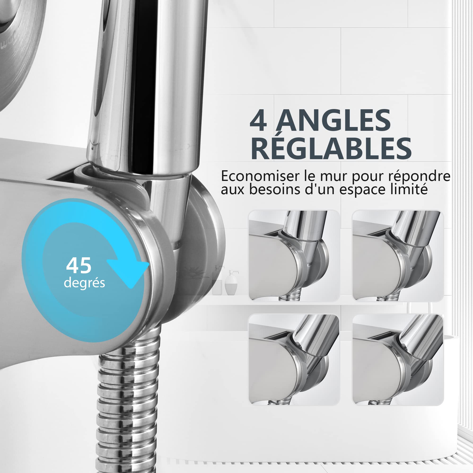 JOMOLA Suction Shower Head Holder Stainless Steel Shower Head Bracket 4 Mode Angle Adjustable Handheld Shower Holder Removable Bidet Sprayer for Bathroom Toilet Brush Finish - Image 3