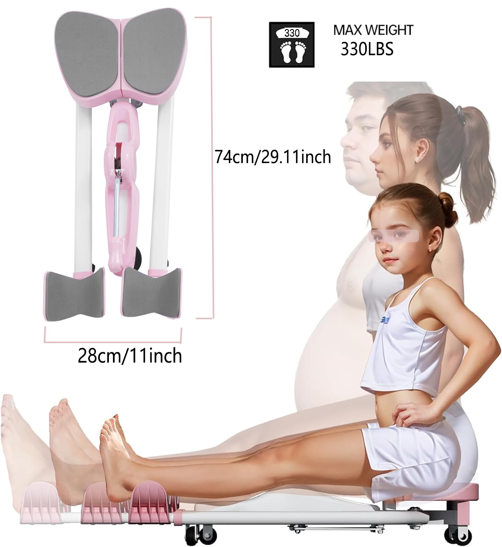 Hanmorfarbi Ligament Stretcher, Horse Trainer, Heavy Duty Leg Stretching Split Machine - Crotch Opening Enhancement, Stretching Yoga Dance Ligament Stretcher, 180° Stretching (Pink)