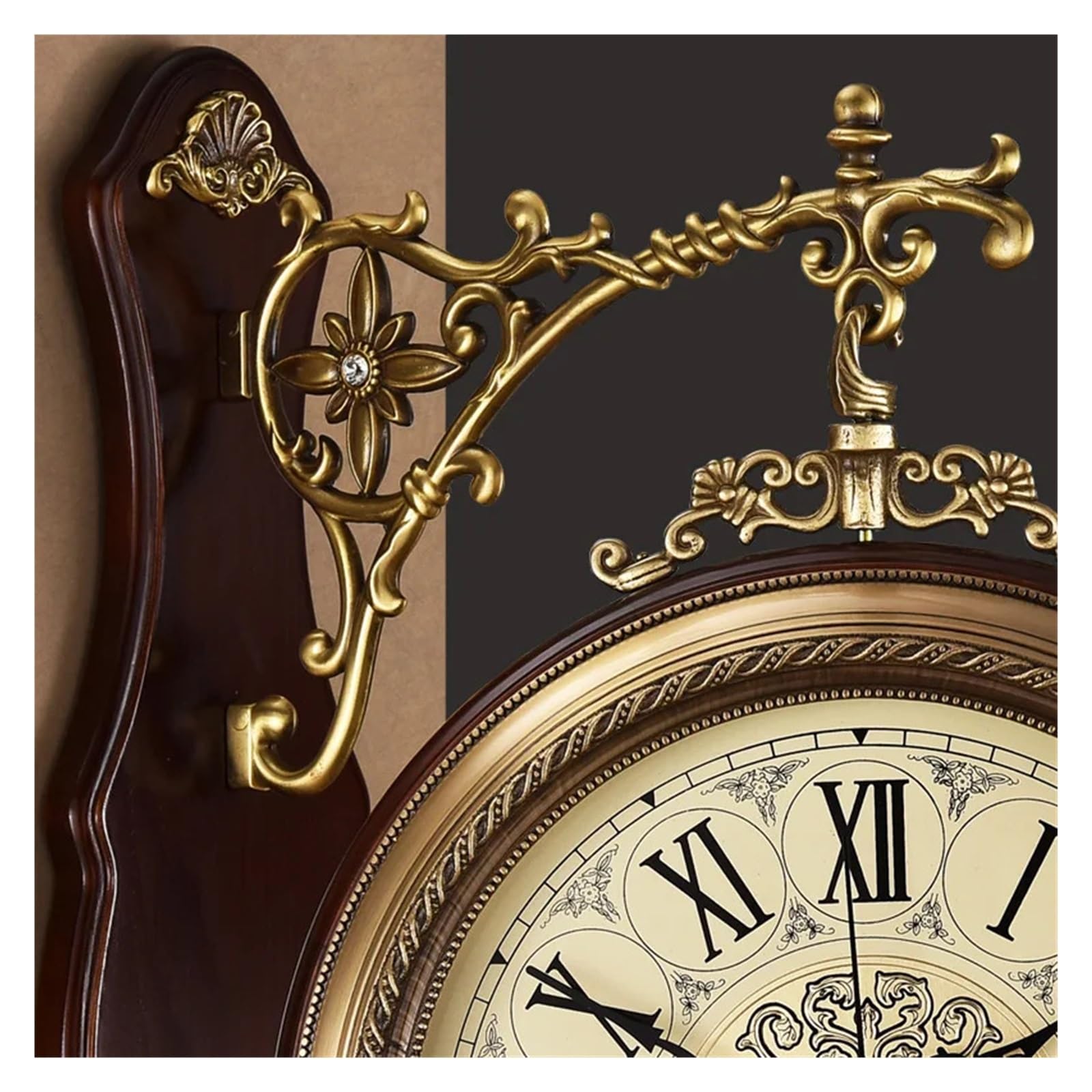 Orologio Da Parete Al Quarzo Bifacciale Semplice In Rame Artistico Creativo Reloj Pared Decorativo Decorazione Della Casa Display Nitido(Style4)