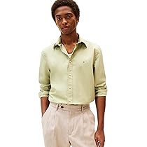 Tommy Hilfiger Uomo Camicia Flex Poplin Solid Regular Fit, Verde (Earth Sage), XL