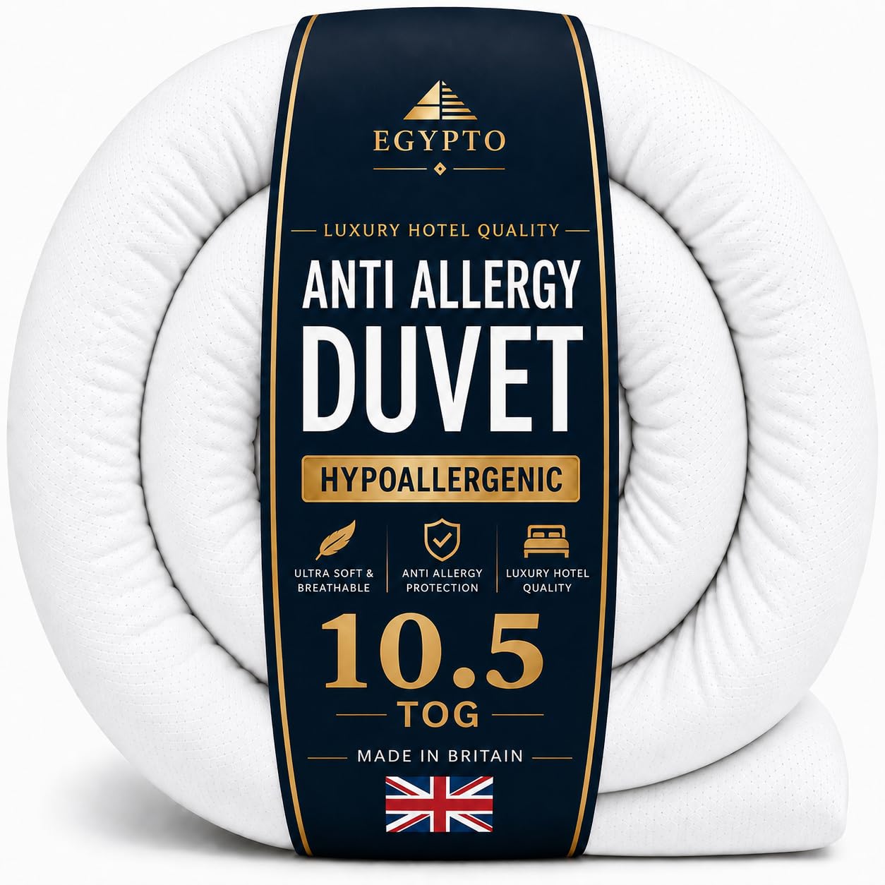 EGYPTO Soft Hollowfibre Double Duvet 10.5 Tog | Anti Allergy Duvet with Polypropylene Cover | Luxurious All Season Duvets for Home | Breathable & Skin Friendly Double Quilt | 200cm x 200cm