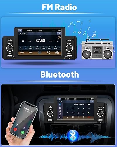 Miniatura 5 de Hikity Estéreo de coche de 5 pulgadas de un solo DIN Apple Carplay estéreo Android Auto, pantalla táctil Car Play Radio Bluetooth, Mirror Link,