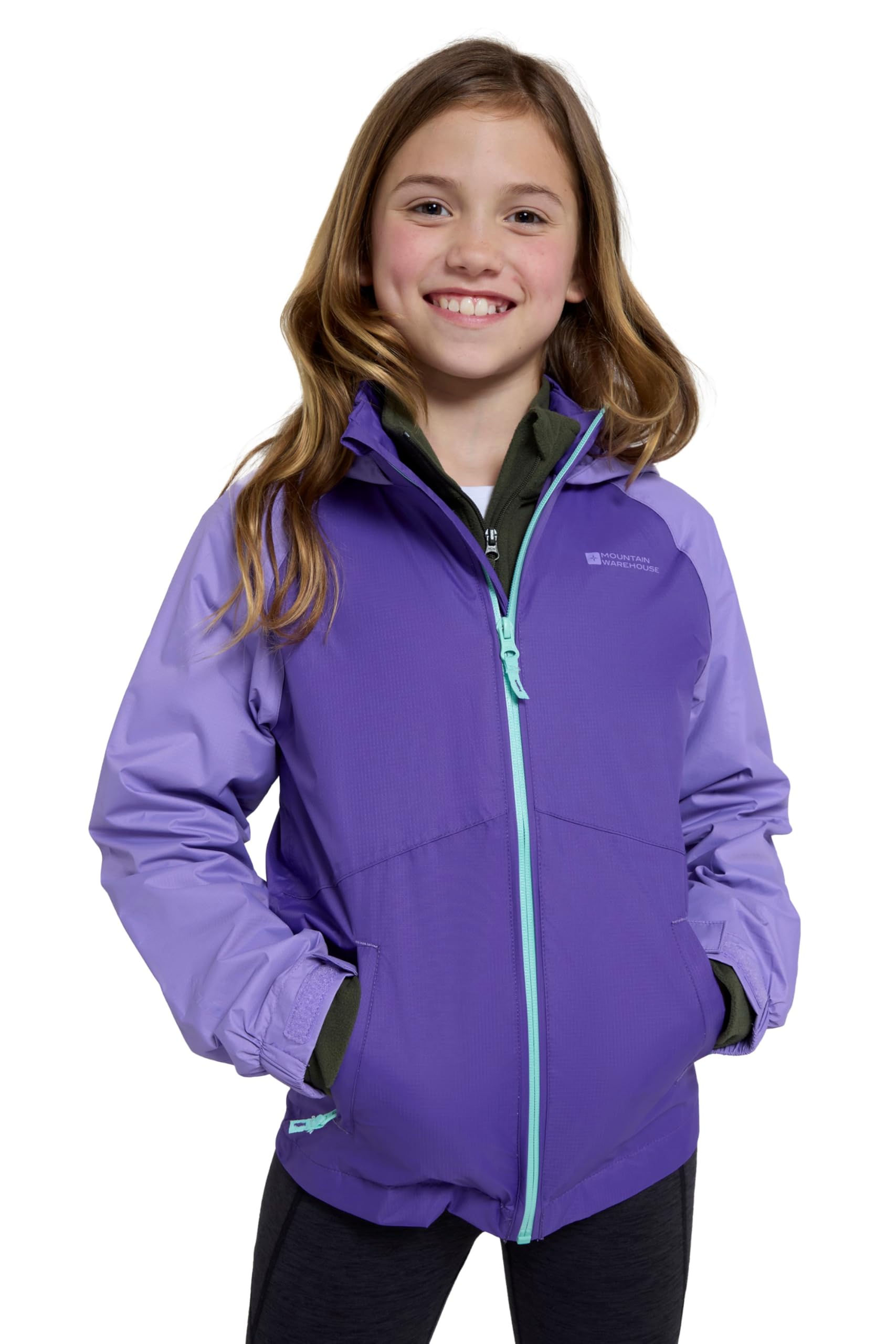 Mountain Warehouse Torrent Kids Waterproof Rain Jacket - Taped Seams Raincoat, Lightweight, Breathable, Girls & Boys Rainwear -For Autumn, Winter, Wet Weather Lilac Kids Size 5-6 Years