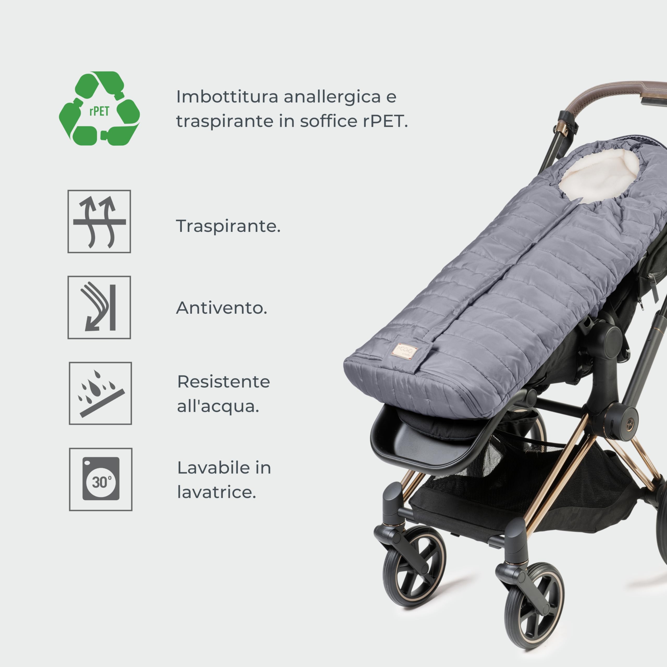 Nuvita Moovo 9658 Junior Slender | Sacco universale per passeggino | Massima Protezione dal Freddo da 6 a 36 Mesi (100cm) |Ultra Sottile, Leggero e Protettivo fino a -10°C | Pistacchio