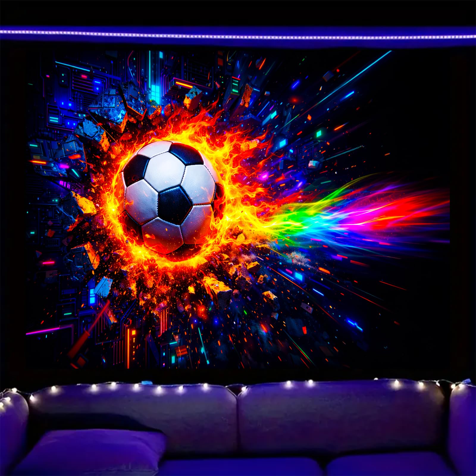Nuxovilar Cyber Soccer Wall Tapestry Polyester 78.74x59.05 In