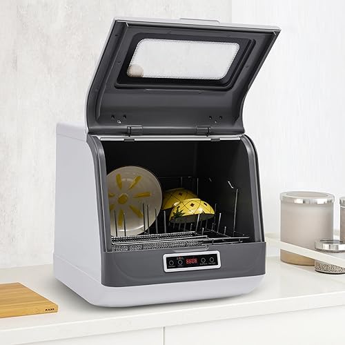 Miniatura 4 de Lavavajillas para encimera, 110 V, 800 W, portátil, pequeño, totalmente automático, mini lavavajillas con 3 modos con cesta de cuenco y tubo de agua