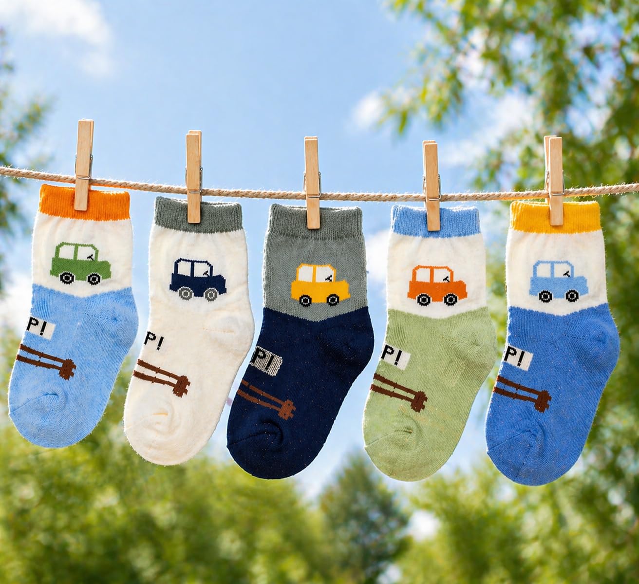 MAAGHI Cartoon Kids Socks | Soft Cotton Crew Socks for Boys & Girls | Breathable Stretch Stretchy Daily Wear |Comfortable Fit for School, Home & Outdoor(2-4 Years) (5, CAR-Socks) 3