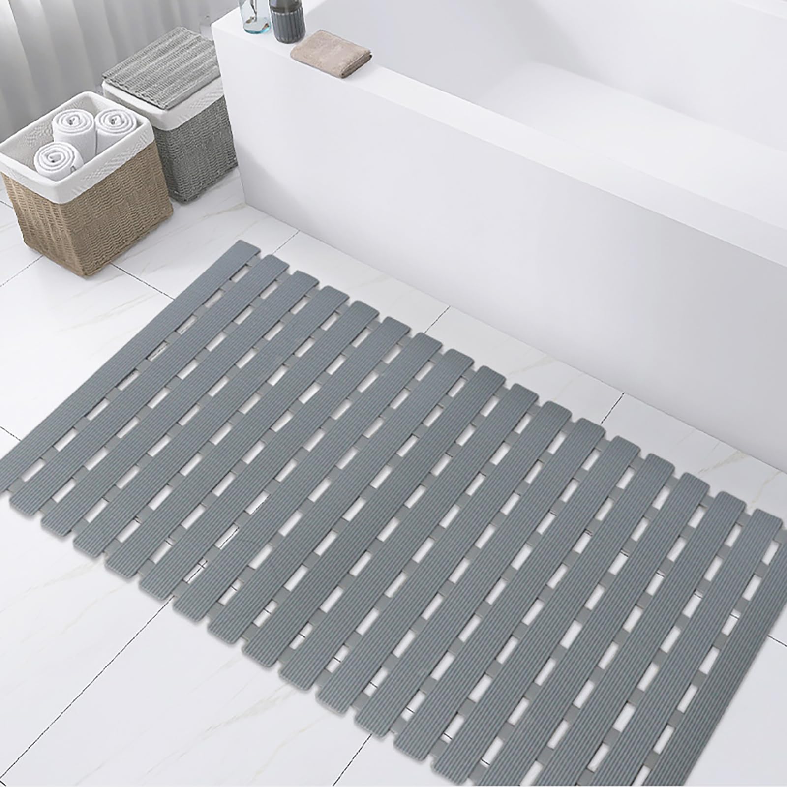 Minimalistisch Badewannenmatte Rutschfest mit Saugnäpfen Sicherheit Duschmatte Rutschfest Kinder Schnell Trocknende Badematte TPE Antirutschmatte Badewanne Hocheffiziente Drainage 40X63cm,B