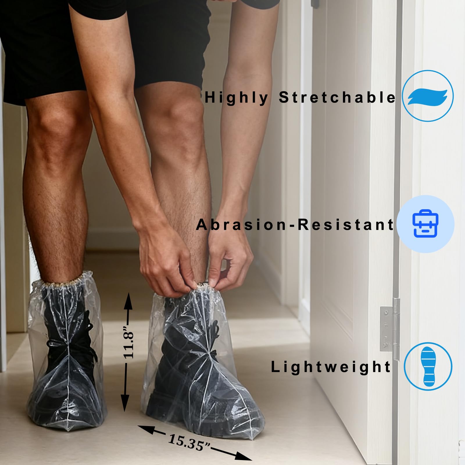 10 Pairs PE Waterproof Shoe Covers for Rain,Rain Shoe Covers,Disposable Rain Boots Covers,Indoor Outdoor Overshoes for Men and Women (Transparent) - 3
