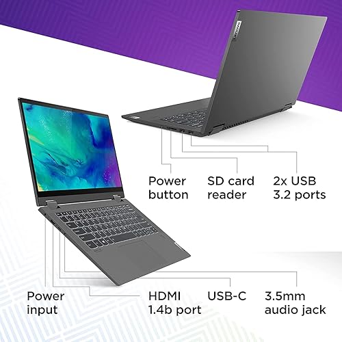 Miniatura 4 de Lenovo Flex 5 - Laptop 2 en 1, pantalla táctil IPS de 14 pulgadas, 2.2K (2240 x 1400), AMD Ryzen 7 5700U (Beats i9-10885H), teclado retroiluminado,