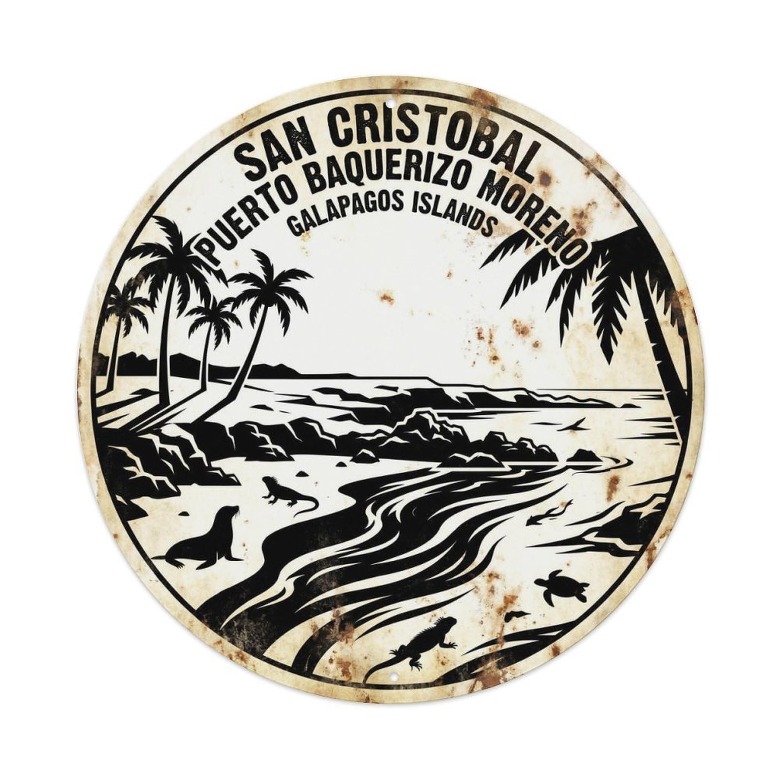 Seabird Island San Cristobal Puerto Baquerizo Metal Tin Sign