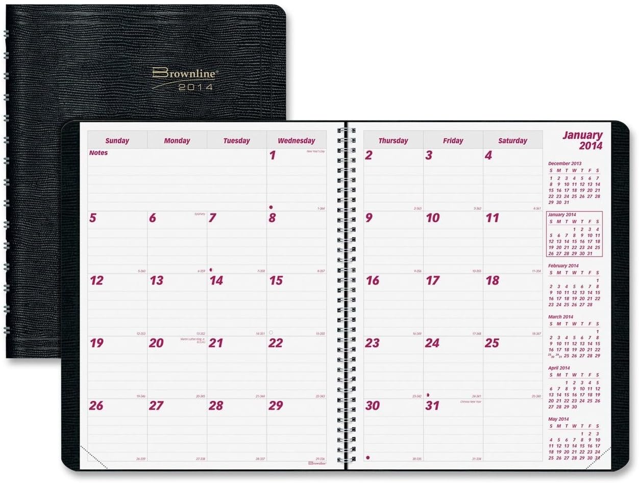 Brownline 2013 Monthly Planner, 14 Months (December 2012 - January 2014), Twin-Wire, Black, 11 x 8.5-Inches (CB1262.BLK-13)