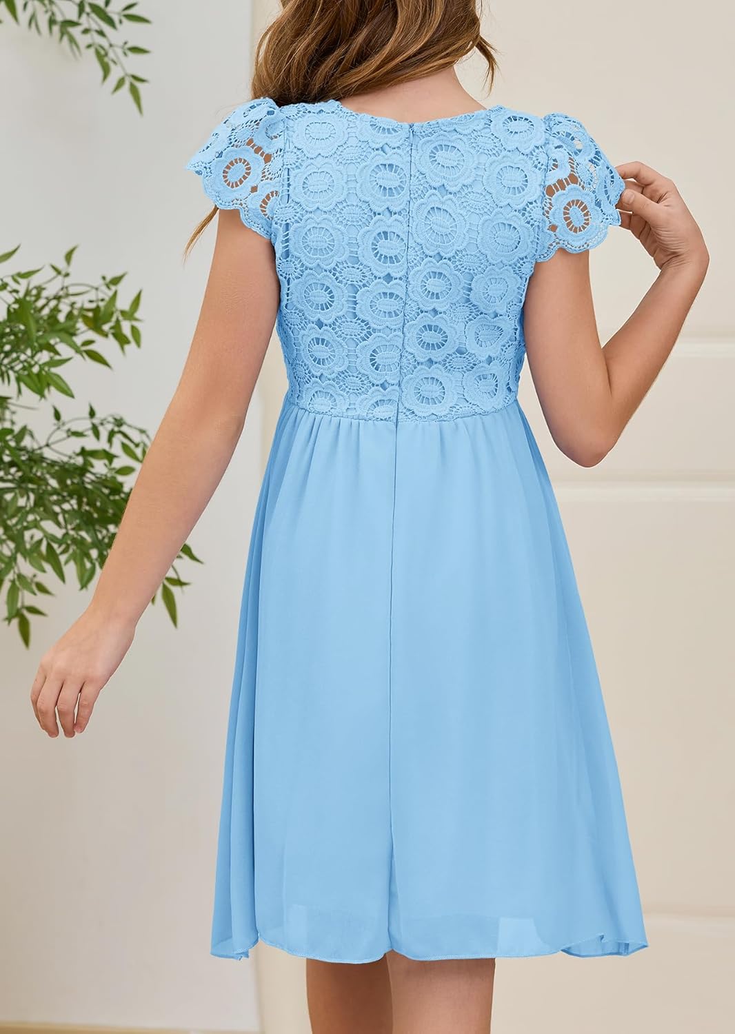 HOSIKA Summer Flower Girls Vintage Lace Chiffon A-Line Semi Formal Wedding Birthday Dress for 6-12 Years Kids - Image 5