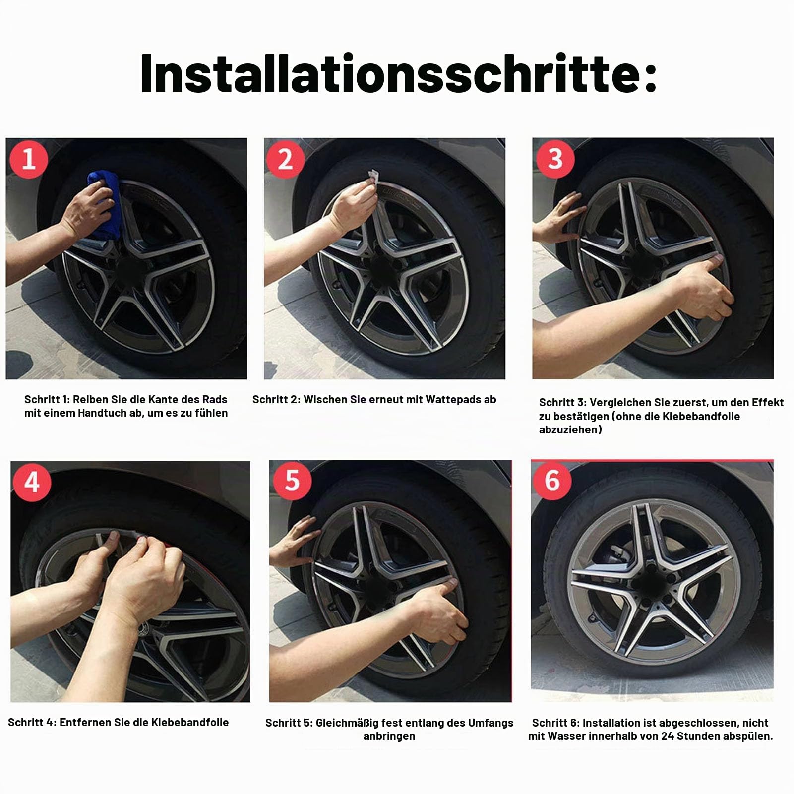 4 Stück 20-Zoll-Felgenschutz, Selbstklebender, Kratzfester Felgenschutz aus Aluminiumlegierung – Schwarzer Felgenschutzring für Stilvolle Radkantenverkleidung