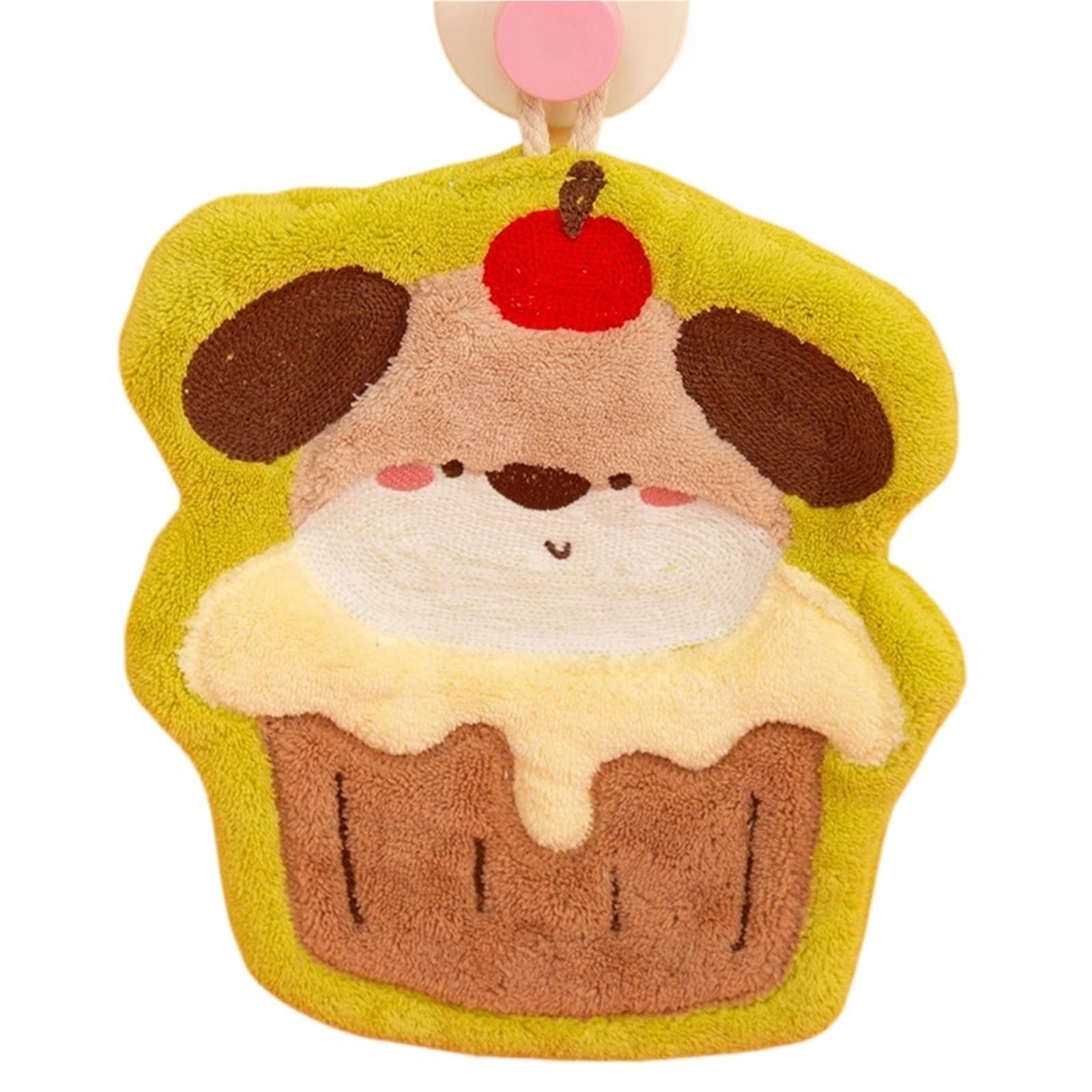 WSQHAO 3Pcs Animal Shape Cake Hand Towel - Soft Absorbent Kitchen Bathroom Cleaning Rag With Hangi for Hand(Color2)