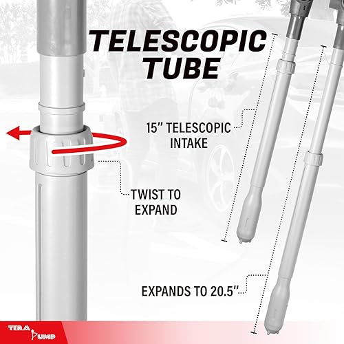 Miniatura 6 de TeraPump - Bomba eléctrica de transferencia de gas TREP01-TXL E85 de 2 generación, batería 2D, 2.3 GPM, manguera de vinilo mejorada de 10 pies con