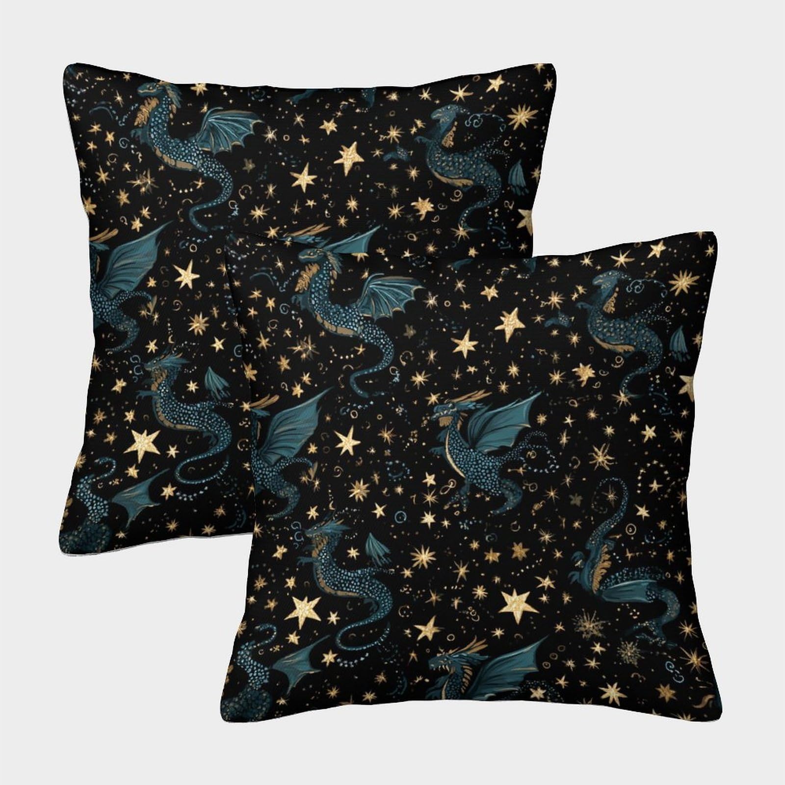 kaiyun 2 Pack 45x45cm Pillow Cases,Dragons And Stars Decorative 3D Printed Cushion Cover,sofa Bed Decorative Cushions