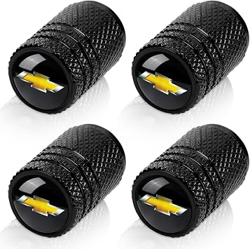 4pcs Tire Valve Stem Caps, Compatible with Chevrolet Chevy Series Stem Cap Universal Car Air Cover Car Accessories for Cars, SUV, Truck, Motorcycles Black