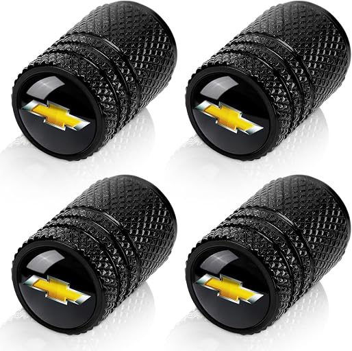 4pcs Tire Valve Stem Caps, Compatible with Chevrolet Chevy Series Stem Cap Universal Car Air Cover Car Accessories for Cars, SUV, Truck, Motorcycles Black
