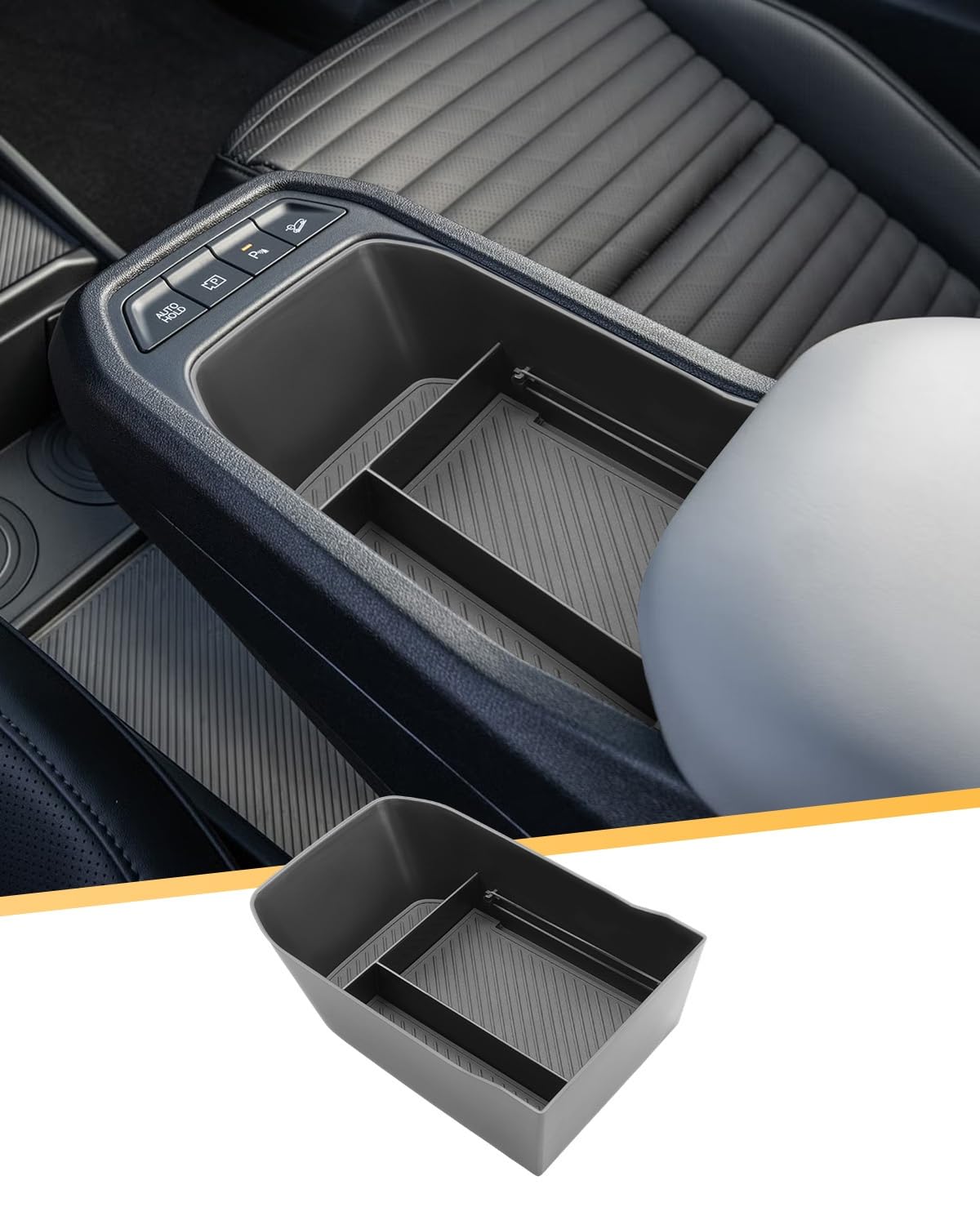 YEE PIN Compatible avec Kia EV4 GT Line/GT 2025, 2026, 2027, console centrale, boîte à gants, plateau de rangement avec tapis antidérapant, pour accessoires EV4 (avant)