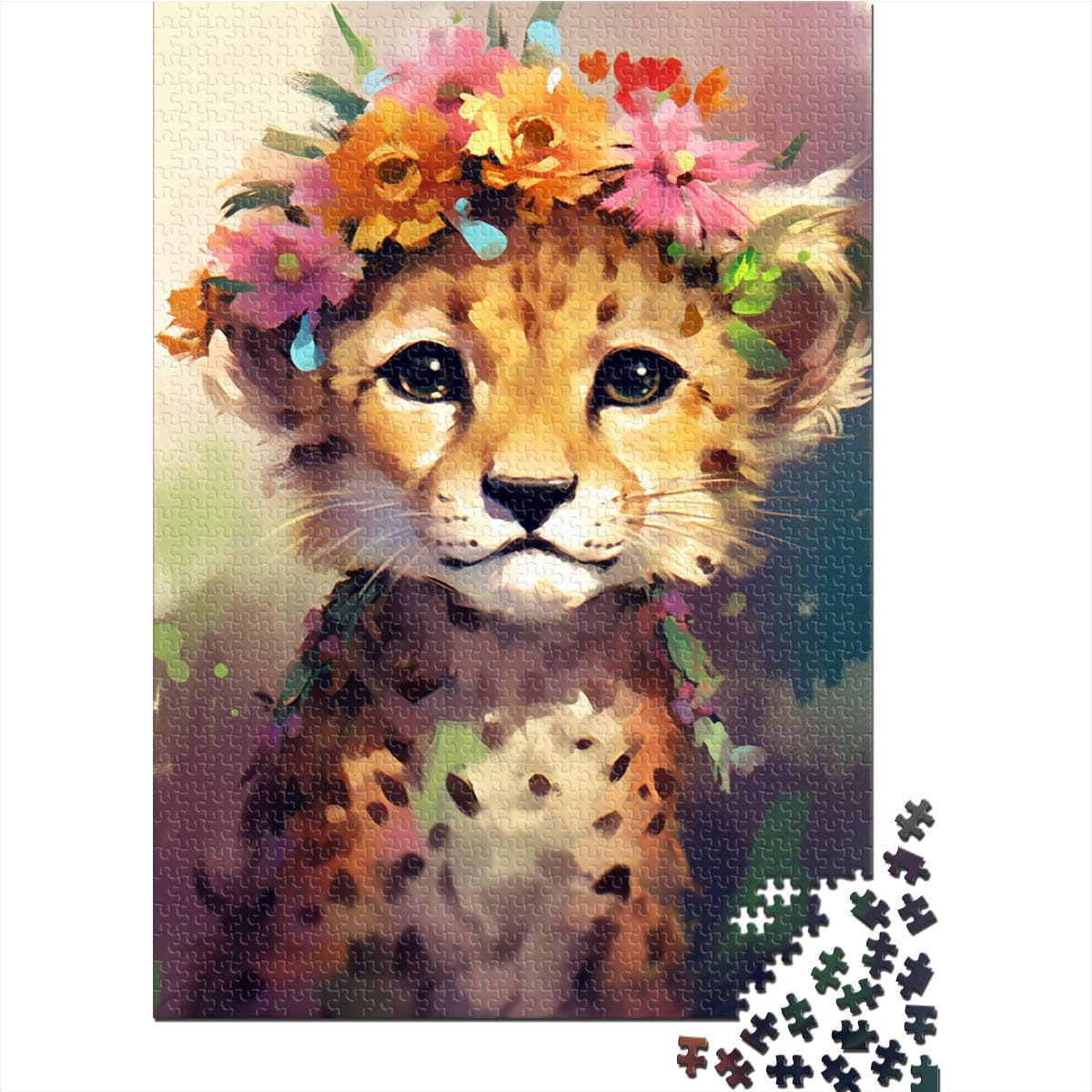 Puzzles 2000 pièces pour Adultes Puzzle Bébé Léopard Puzzle Éducatif Jeu Familial Puzzles Drôles 27,56 po x 39,37 po pour Les 14 Ans