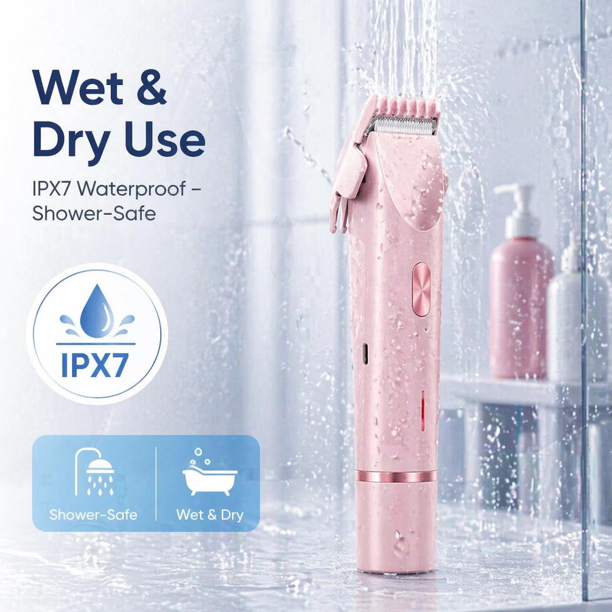 Sanuvia Depiladora Intima 2 En 1, Recargable Con Doble Cabezal, Uso Seco Y HúMedo, Ideal Para Piernas, Axilas Y Zona íNtima (Rosa)