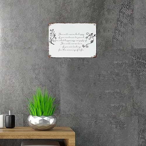 Vista 18 de LUIJORGY Letrero de metal con cita de amor con frase en inglés "Saying You Have to Dream Before Your Dreams Can Come True Wood Grain Inspiration