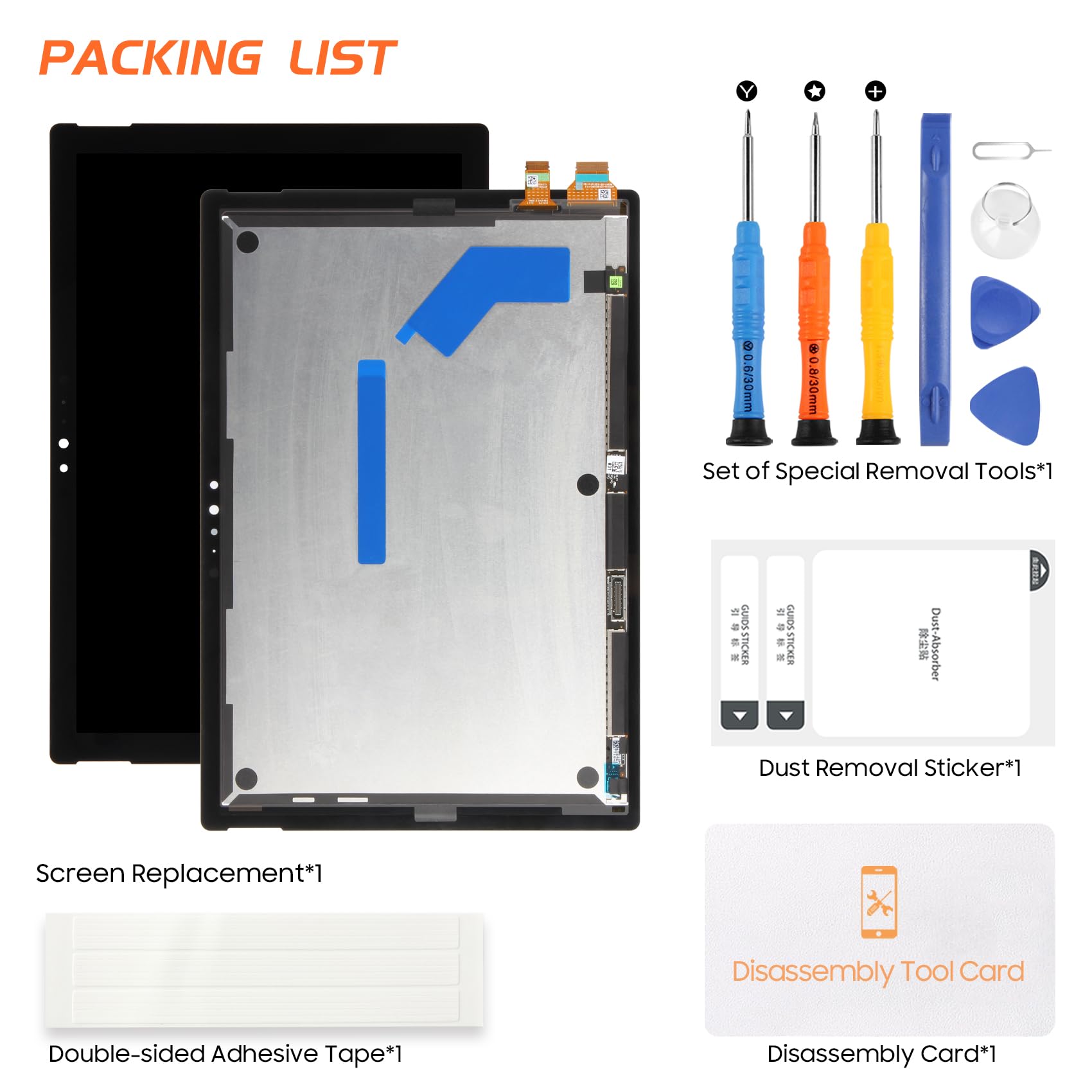 Ecran Replacement pour Microsoft Surface Pro 5 / Pro 6 12.3 Écran LCD pour Microsoft Surface Pro 5 1796 / Pro 6 1807 12,3 pouces LCD Display Digitalizer Ecran Tactile Assemblée avec Outils, Noir