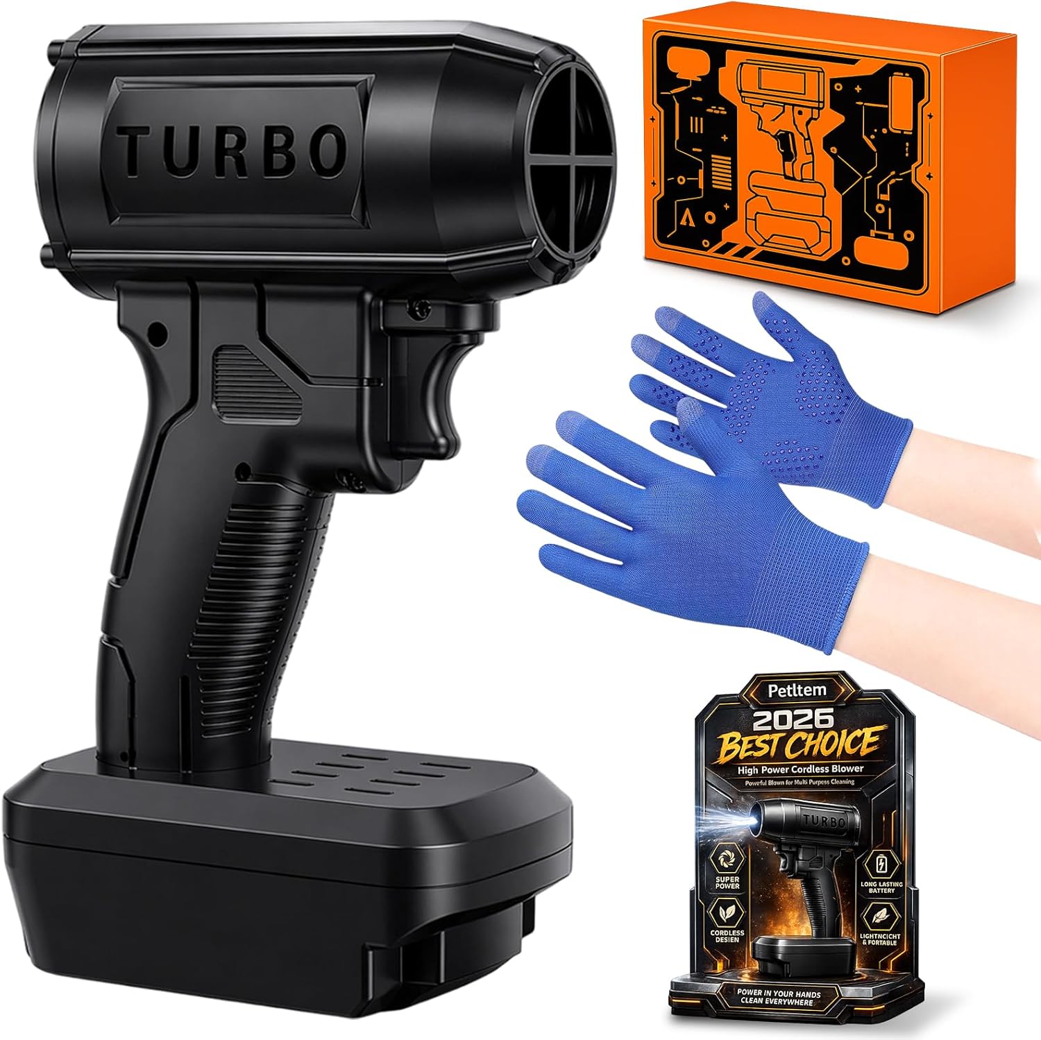 Turbo Blower 2.0 Cordless as Seen on TV Car Air Dryer Gas for Drying Strongest Mini Leaf Blowers Power Tool Only Battery Powered by Portable Hand Held Small Electric Snow