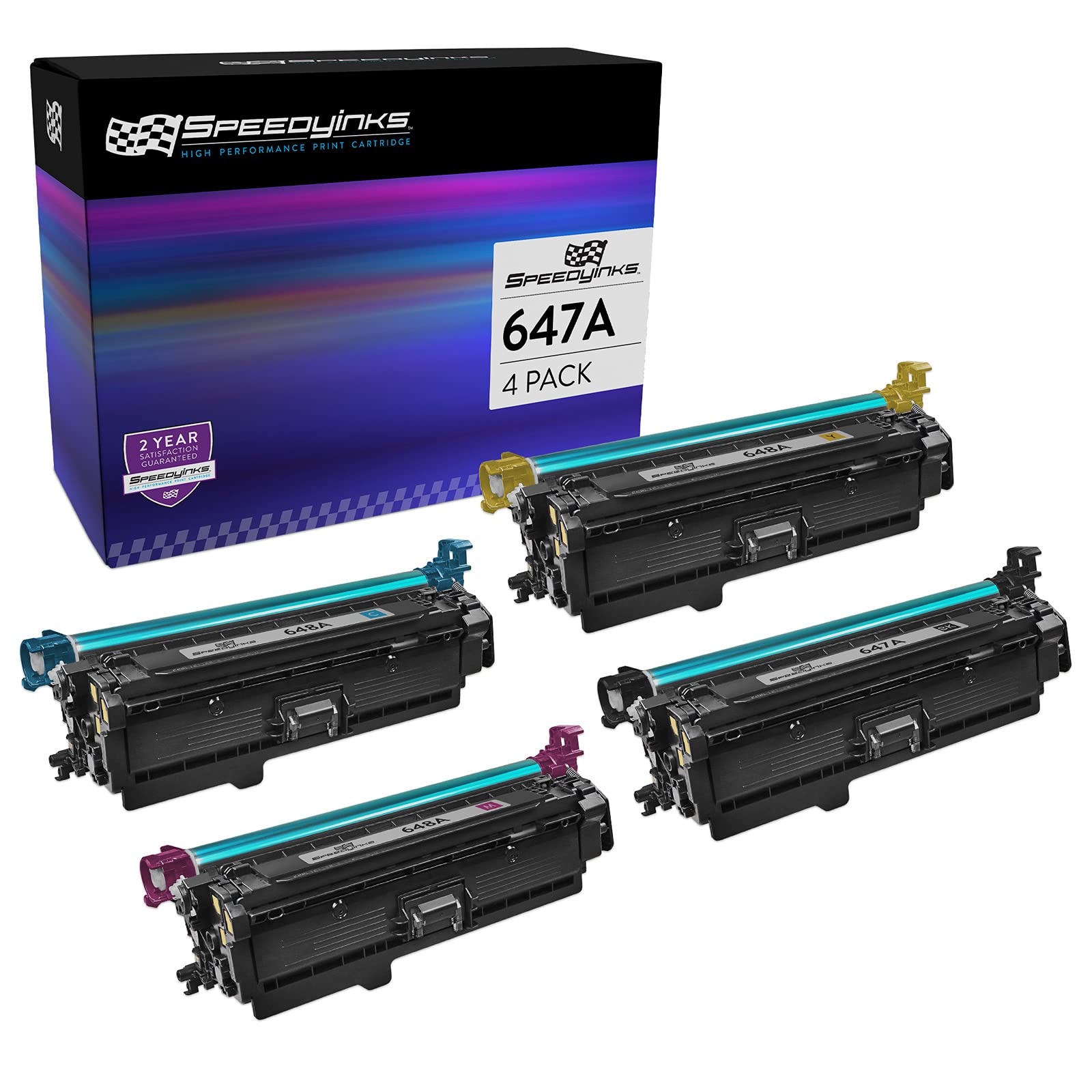 SPEEDYINKS Replacement Toner Cartridge Compatible with HP 647X 647A (1 Black, 1 Cyan, 1 Magenta, 1 Yellow, 4-Pack) High-Yield Compatible with Printers