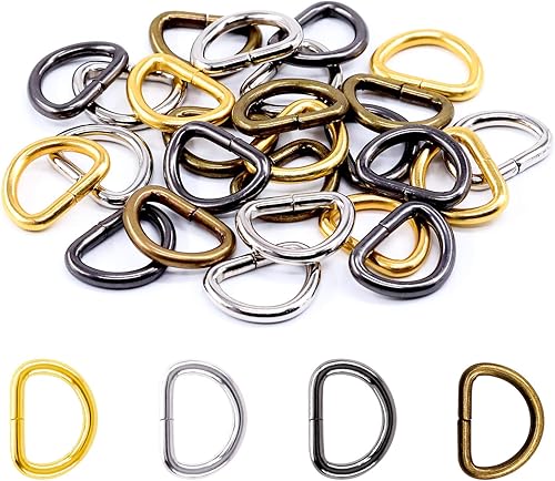 Rustark Juego de 120 correas de metal fuertes, 4 colores, llaveros multiusos, anillo D, hebilla D, anillos en D semicirculares para accesorios de