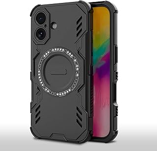 for iPhone 16 Case, Magnetic Heat Dissipation Military Grade Shockproof Non-Slip Camera Lens Drop Protection, Black