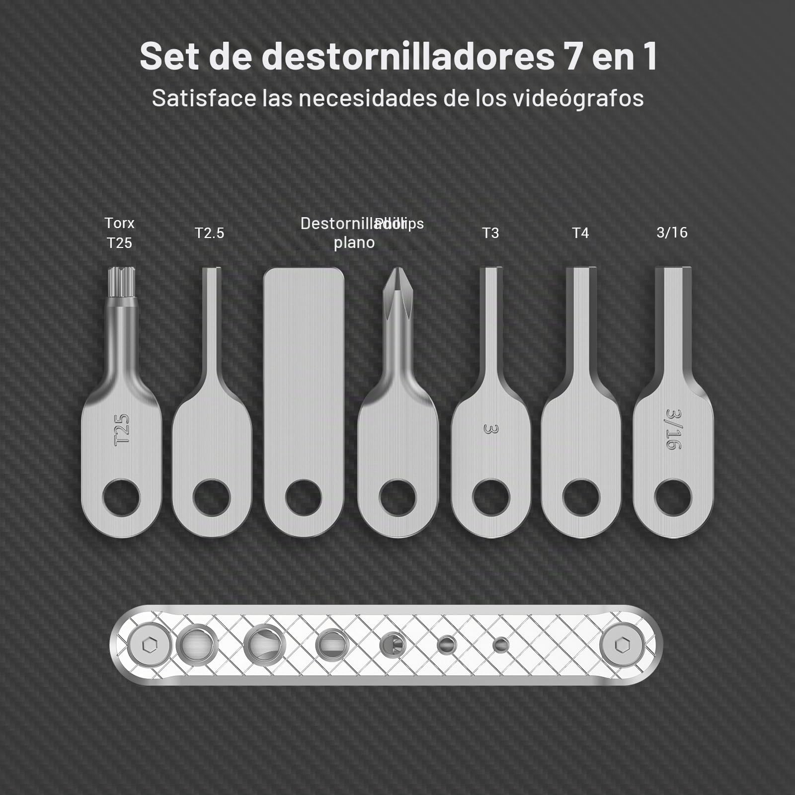 SMALLRIG Foding Tool Set Juego de Herramientas Plegables con Destornilladores y Llaves, Conjunto de Herramientas con Siete Herramientas funcionales Incluidas - 2213D
