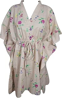 Mogul Interior Womens Caftan Dress Off White Resortwear Beach Bikini Halloween 3XL