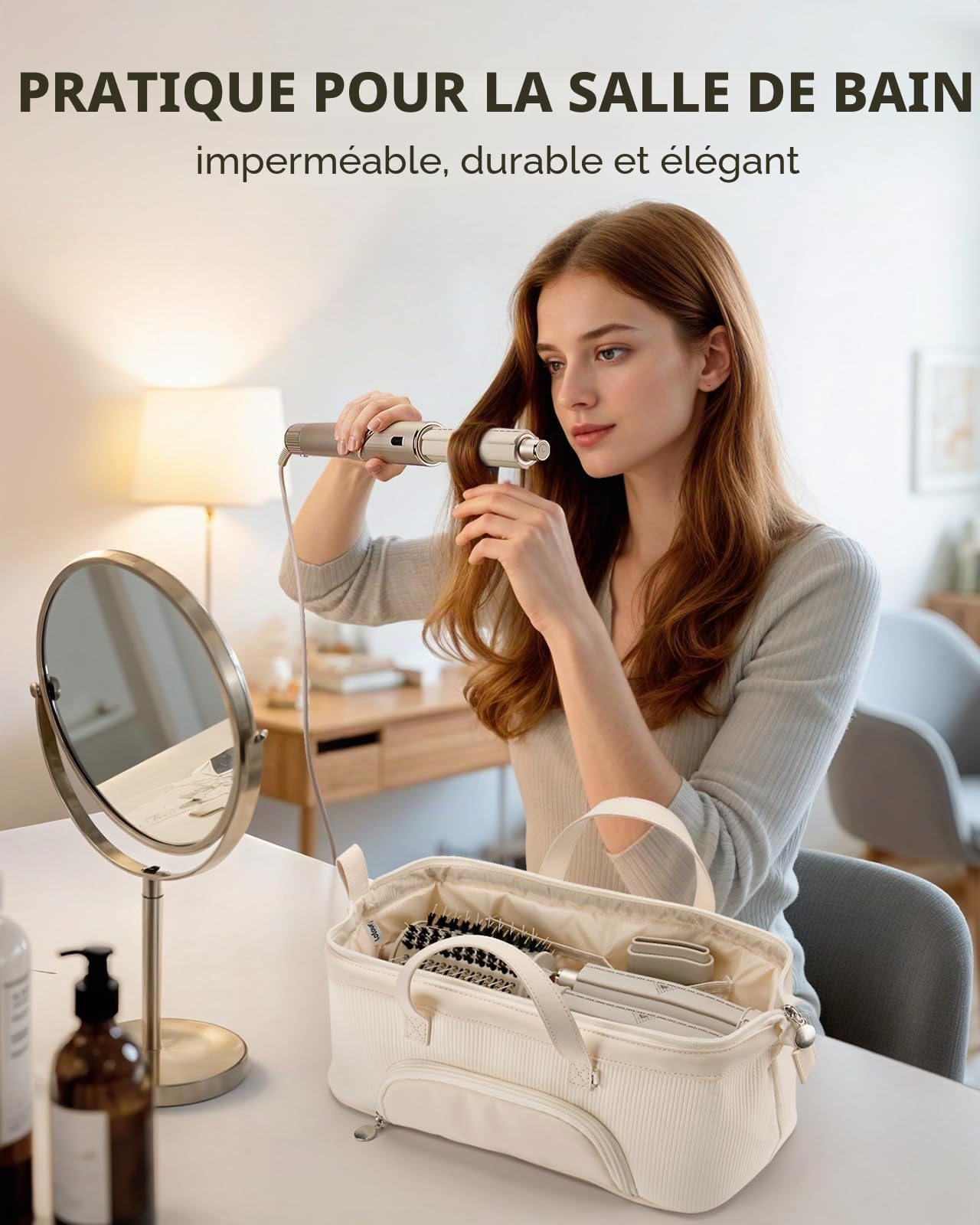 Sac de voyage pour styler Dyson Airwrap/Shark Flexstyle et accessoires, étui de transport pour sèche-cheveux, sac de rangement portable, sac organisateur léger et compact avec poche extérieure
