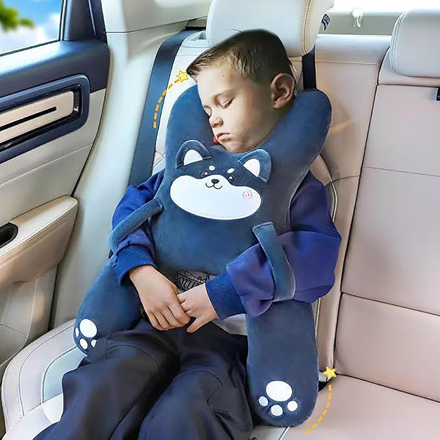 Animal Print Travel Buddy - Kids' Cotton Travel Neck Pillow Travel Car Sleeping(A)