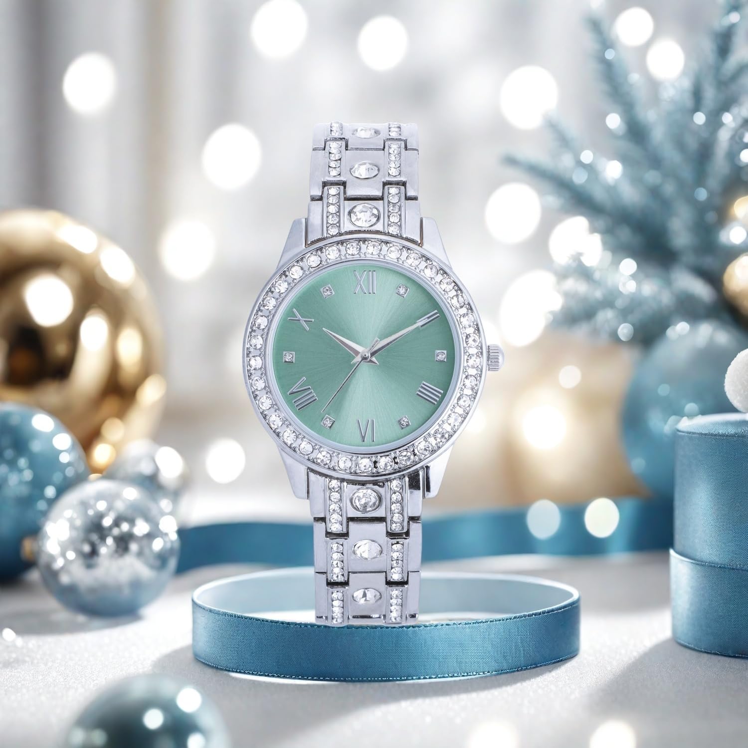 NUOVO Orologio da donna Analogico al Quarzo con Bracciale in Acciaio Inossidabile Argentato, Impermeabile, lunetta in cristallo, Orologio da Ragazza in Argento