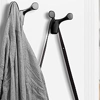 Vista 5 de Ganchos de pared para abrigos, ganchos de puerta, 4 paquetes de ganchos modernos de doble punta, ganchos de bata resistentes para colgar toallas