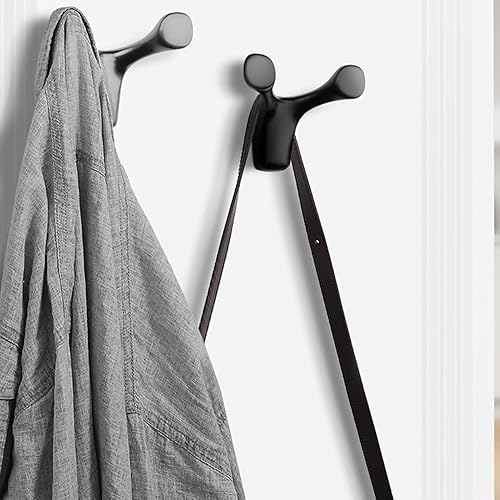 Miniatura 5 de Ganchos de pared para abrigos, ganchos de puerta, 4 paquetes de ganchos modernos de doble punta, ganchos de bata resistentes para colgar toallas,