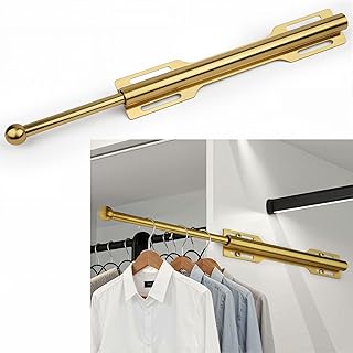 Valet Rod for Closet Pull Out, Rod for Bedroom Laundry Room Bathroom, Brushed Gold
